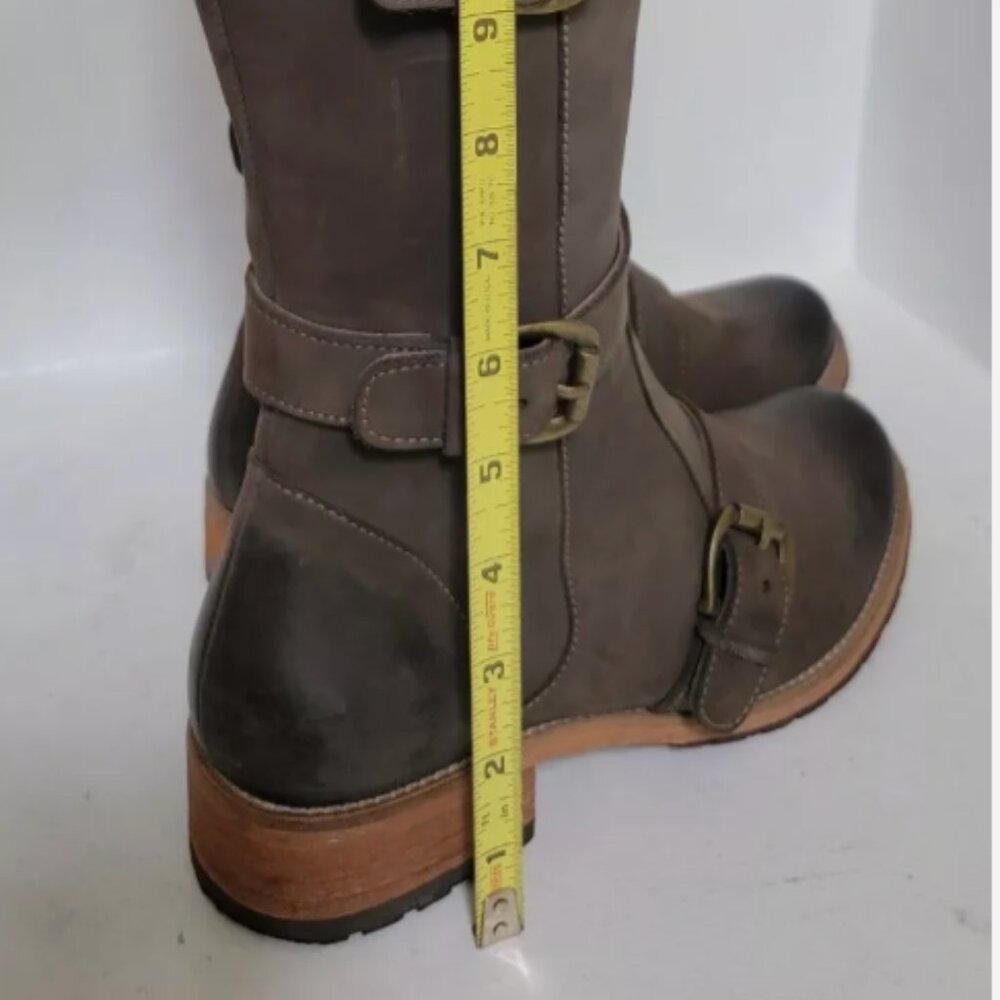 Anthropologie Fortress Inca Handmade Delray Charcoal Nubuck Riding Boots Sz 9 - Picture 3 of 8
